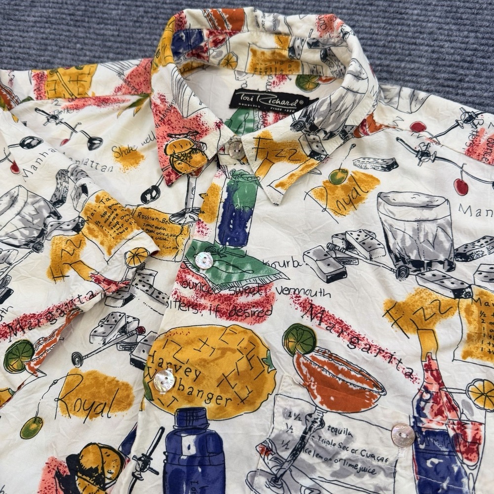 Vintage‎ Tori Richard Hawaiian Cocktail AOP Button Up Shirt Mens Med Lightweight
